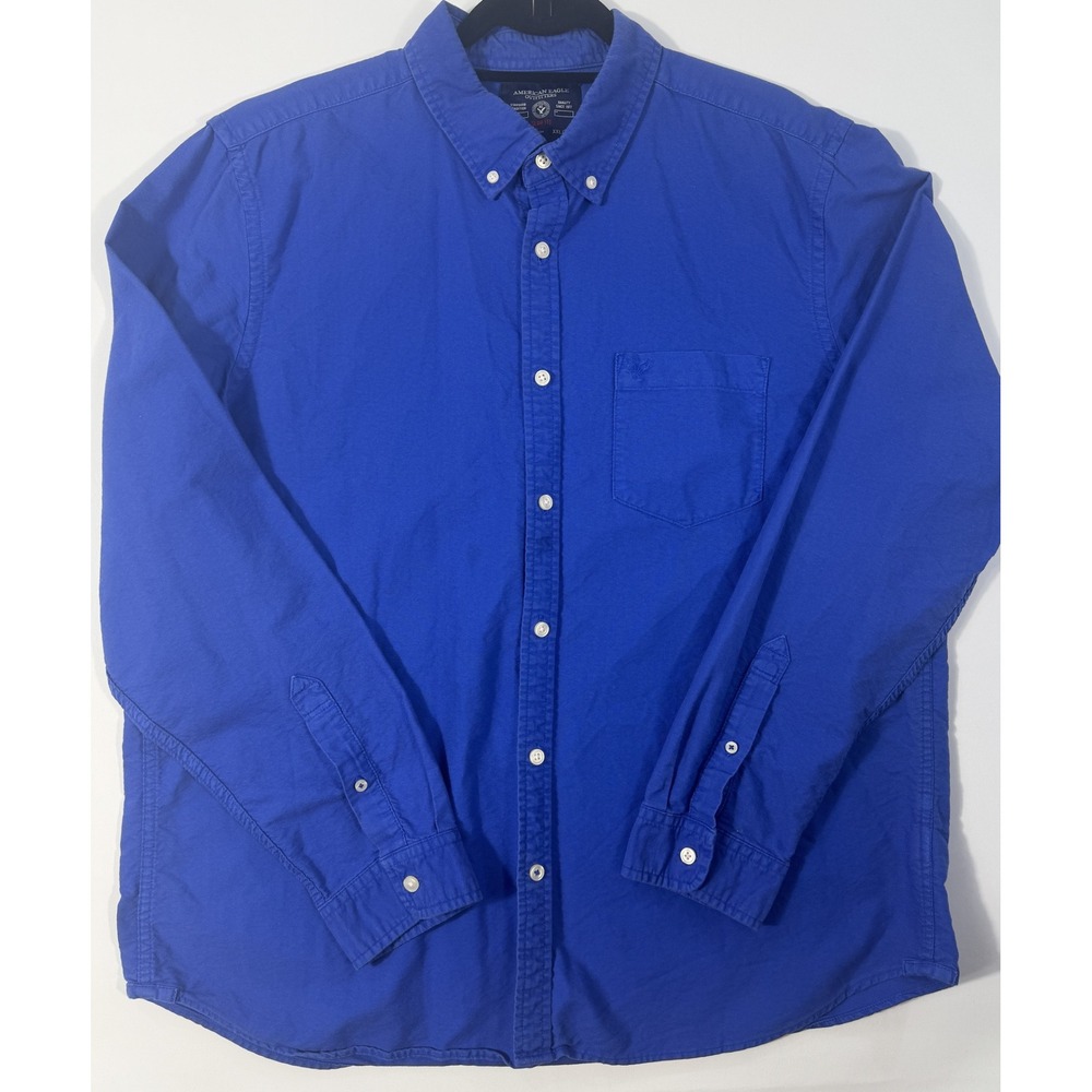 American Eagle Button Down Shirt Mens XXL Blue Excellent Slim Fit Cotton